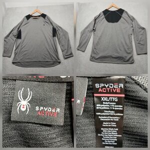 Spyder Active Long Sleeve Athletic Shirt Mens XXL Gray Stretch